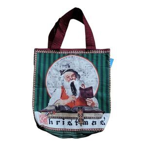 Norman Rockwell Christmas Santa Holiday Fabric Tote Bag 17"
